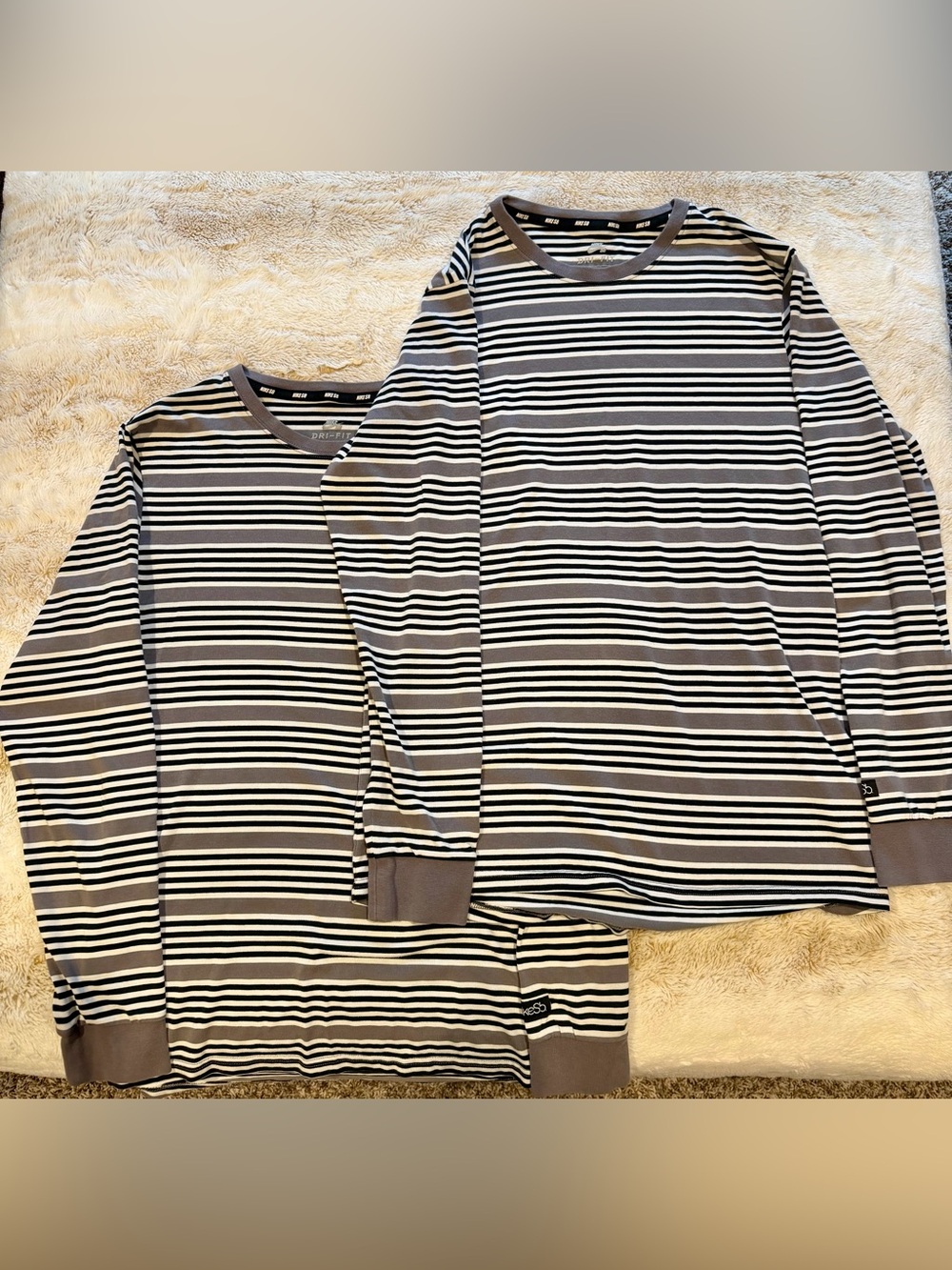 Bundle! Two Nike SB Dry-Fit Men's Gray & Black Striped Long Sleeve Shirts